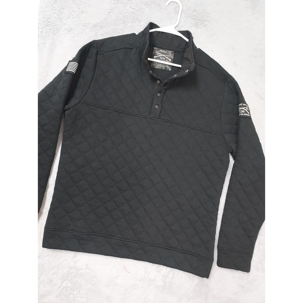 Grunt Style Pullover Mens Extra Large Quilted Snap Mock Neck Black Military XL